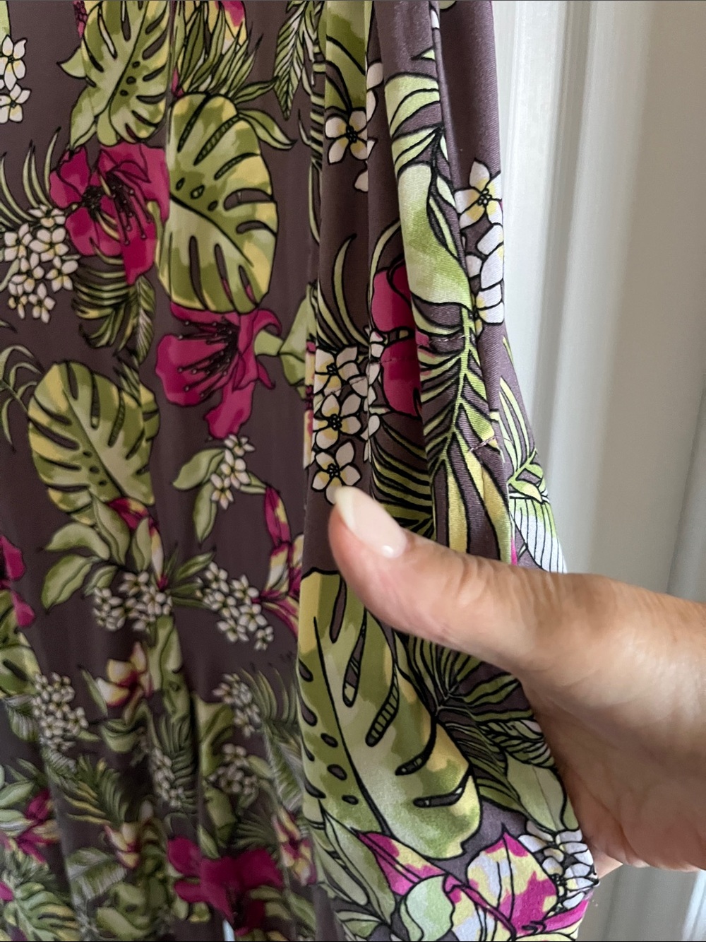 Sleeveless Tropical Floral Jumpsuit in Gray with Pink & Green - Picture 3 of 8
